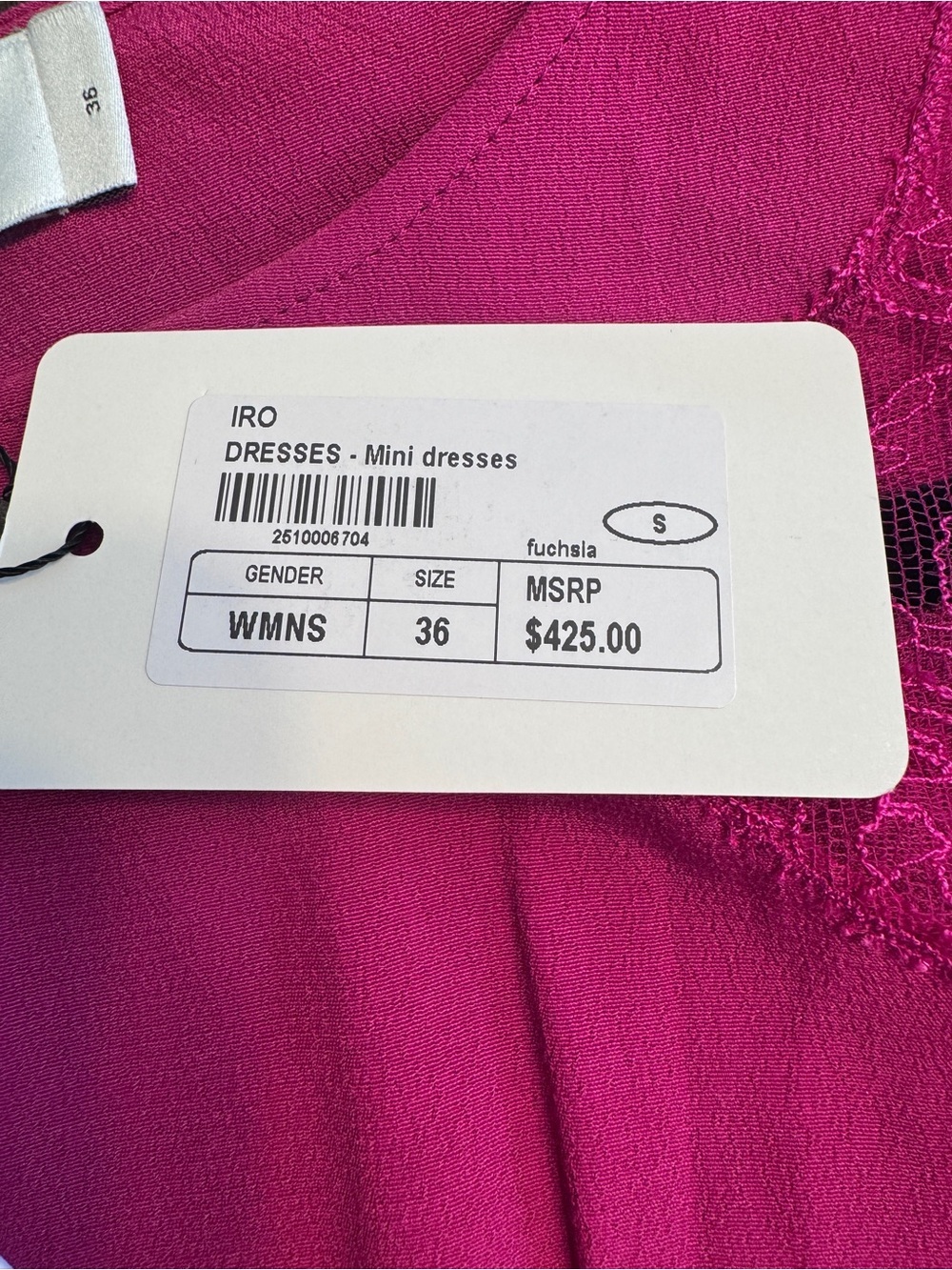 IRO Zestful Fuchsia Lace Ruffle Mini Dress Silk Feel Size 36 Small NWT - Picture 11 of 13